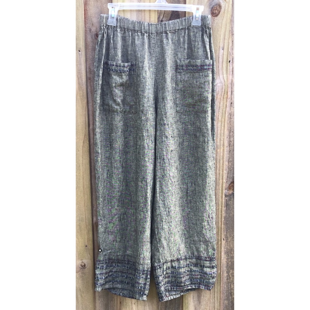 🌵Flax 100% Linen Pull On Pants Straight Leg Roll